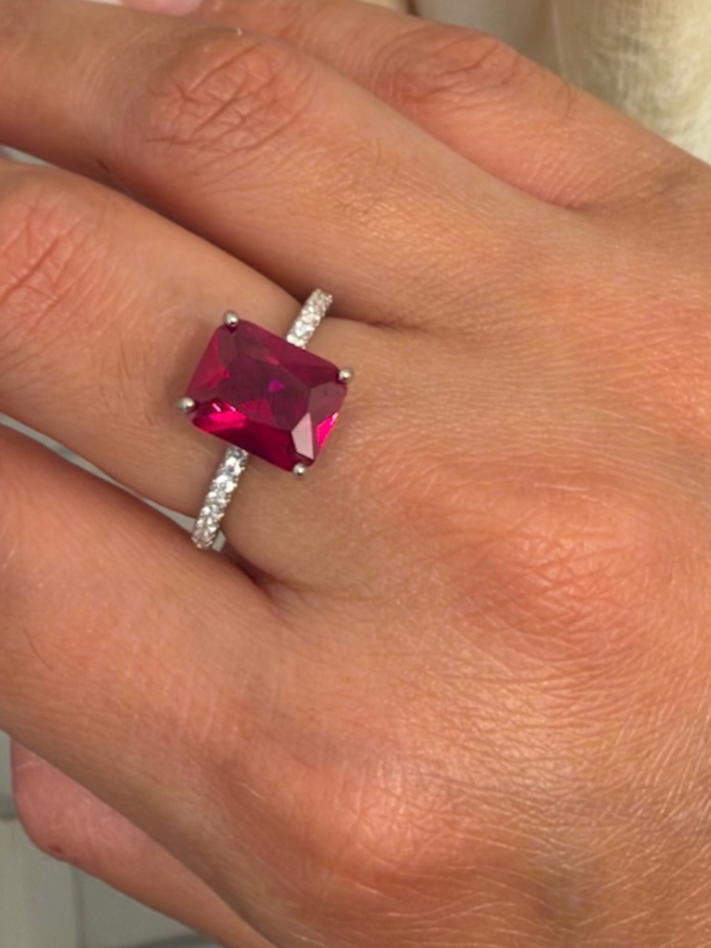 Moissanite 4ct Ruby Ring - Picture 5 of 10